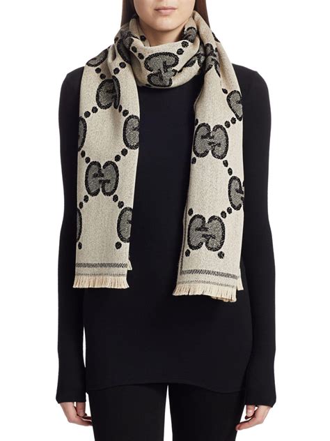 gucci gg jacquard wool knitted scarf|gucci wool scarf sale.